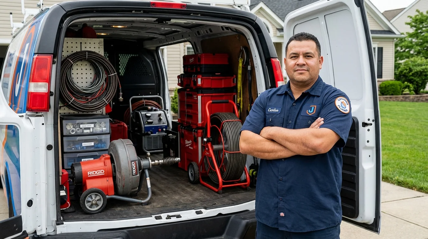 Professional drain cleaning equipment and Johns Plumbing LLC plumber in Augusta