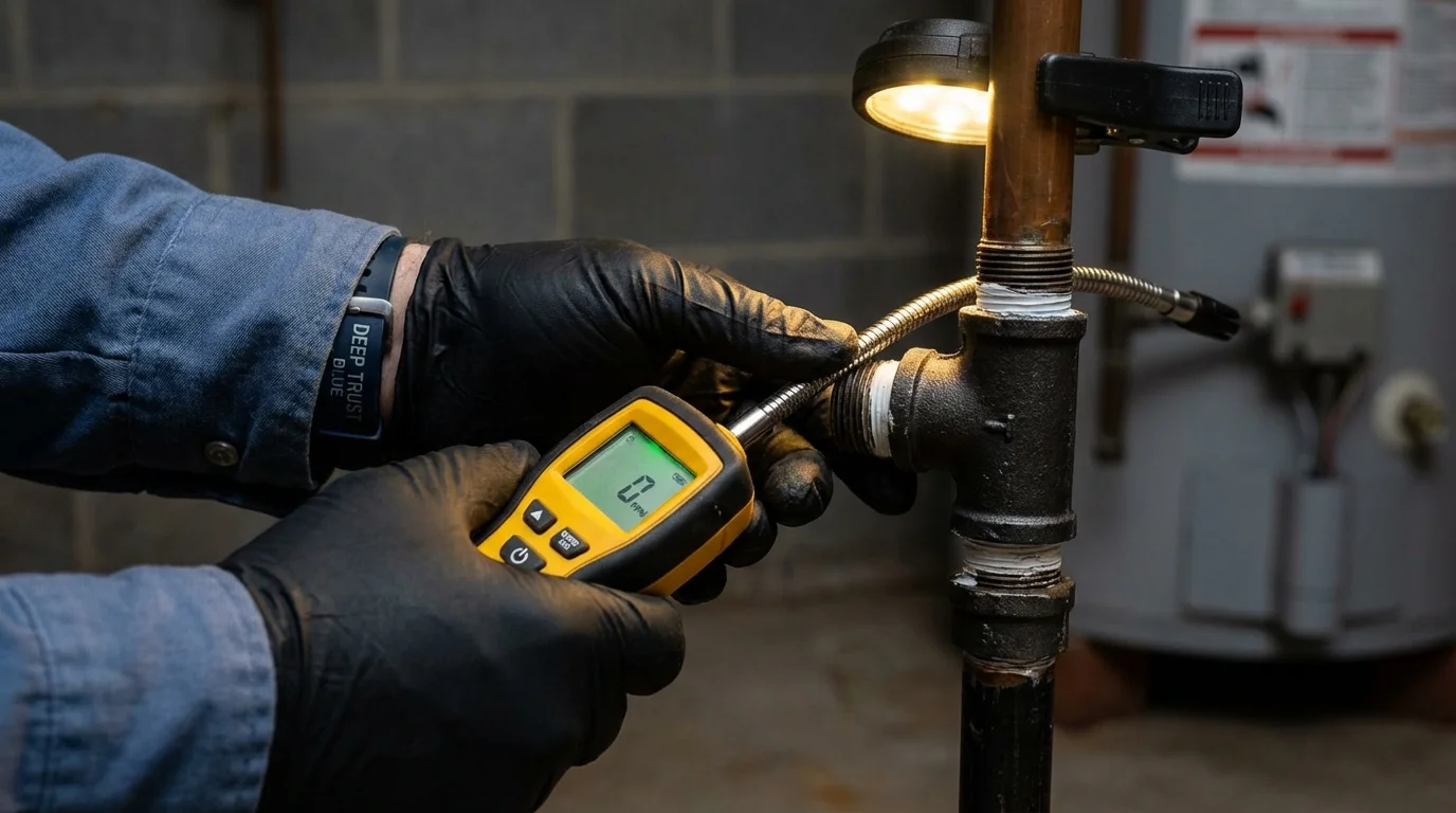 Gas leak detection with electronic sniffer by Johns Plumbing LLC in Augusta