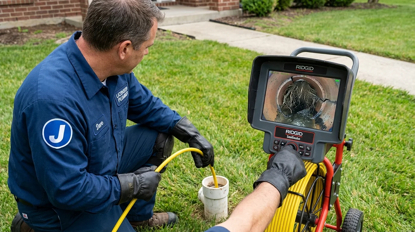 Sewer camera inspection being performed by Johns Plumbing LLC in Augusta