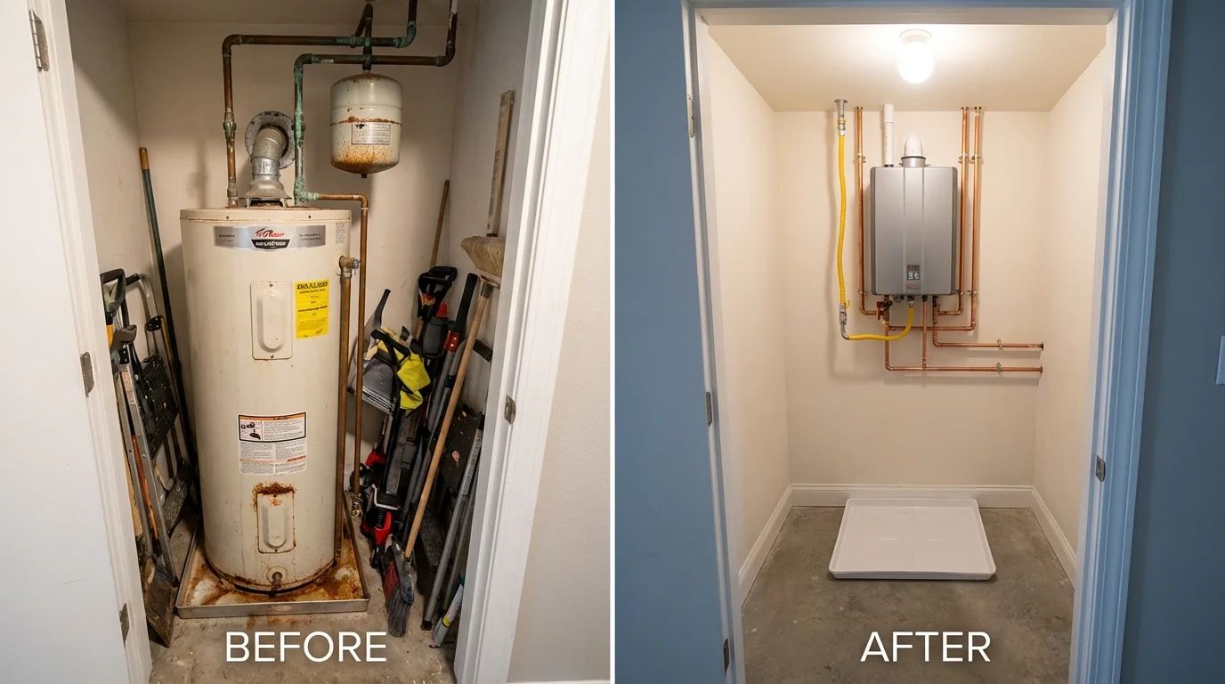 Tank water heater versus wall-mounted tankless unit comparison for Augusta, GA homeowners