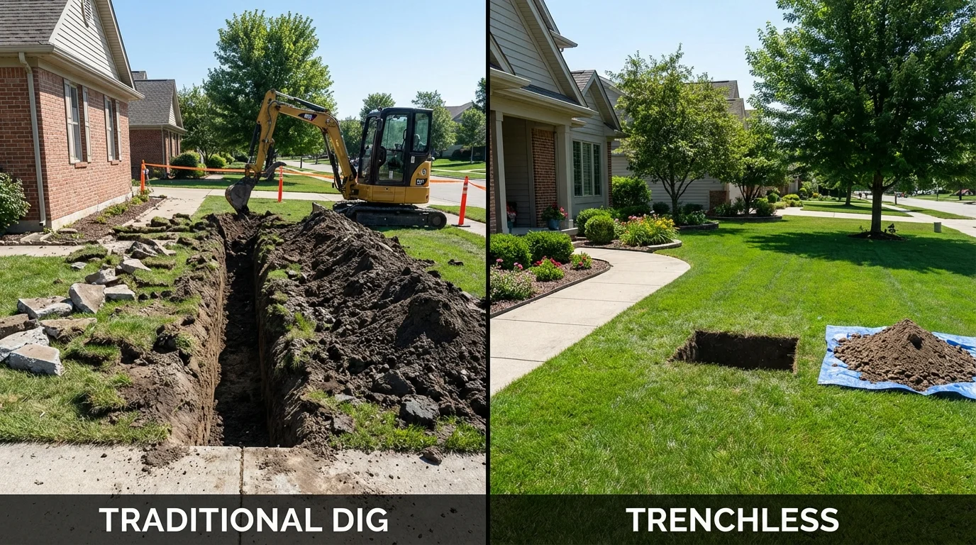 Trenchless sewer repair with minimal yard damage versus traditional excavation in Augusta, GA